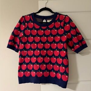 Maeve by Anthropologie Navy and Red Apple Sweater